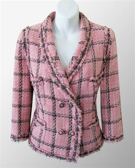 pink checkered chanel coat|real real chanel jacket.